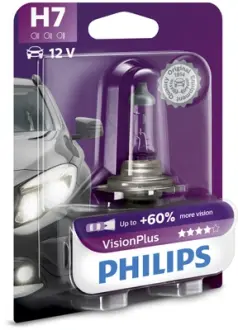 Лампа H7 12V 55W PX26d VisionPlus +50% more light упаковка блістер Philips 12972VPB1