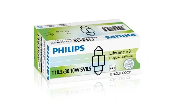 Лампа накаливания 12V 10W T10,5x30 SV8,5 LongerLife EcoVision (пр-во) philips 12860LLECOCP