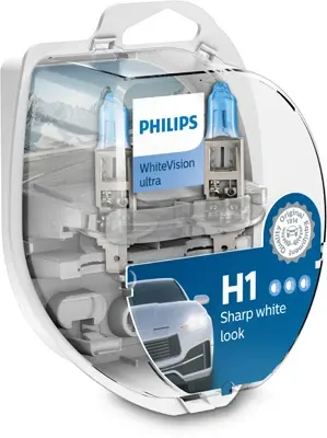 Лампа накаливания H1 + W5W WhiteVision ultra 12V 55W P14,5s (+60) (3700K) компл.(пр-во) philips 12258WVUSM