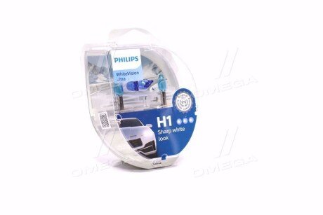 Лампа накаливания H1 + W5W WhiteVision ultra 12V 55W P14,5s (+60) (3700K) компл. philips 12258WVUSM на Рено Логан 2