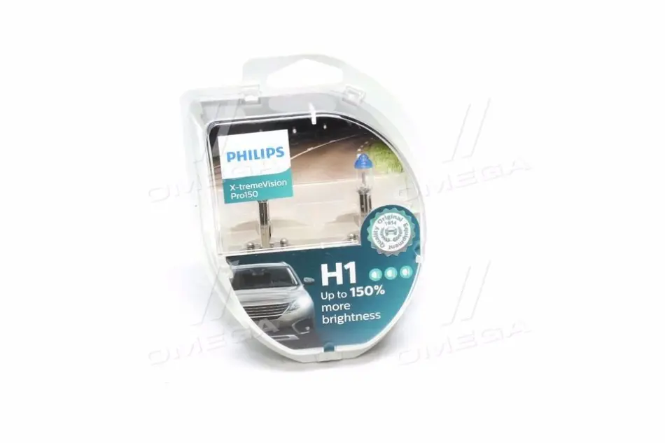 Лампа накаливания H1 X-tremeVision Pro150 (+150) 12V 55W P14,5s (комплект) (пр-во) philips 12258XVPS2