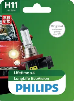 Лампа накаливания H11 12V 55W PGJ19-2 LongerLife Ecovision 1шт blister (пр-во) Philips 12362LLECOB1