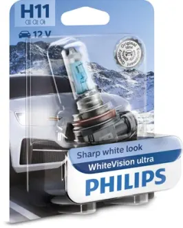 Лампа накаливания H11 WhiteVision ultra 12V 55W PGJ19-2 (+60) (4000K) 1шт. blister (пр-во) philips 12362WVUB1