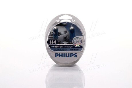 Лампа накаливания H4 12V 60/55W P43t-38 Cristal Vision + 2x W5W 4300K philips 12342CVS2 на Опель Карл
