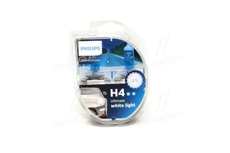 Лампа накаливания H4 12V 60/55W P43t-38 Diamond Vision 5000K (пр-во) Philips 12342DVS2