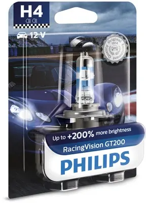 Лампа накаливания H4 RacingVision GT200 +200 12V 60/55W P43t-38(пр-во) philips 12342RGTB1