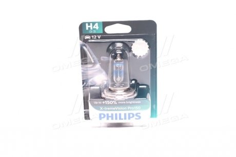 Лампа накаливания H4 X-tremeVision Pro150 +150 12V 60/55W P43t-38 (пр-во) philips 12342XVPB1