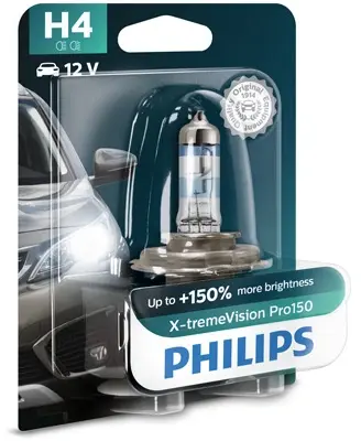 Лампа накаливания H4 X-tremeVision Pro150 +150 12V 60/55W P43t-38 (пр-во) philips 12342XVPB1