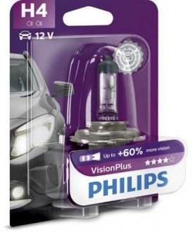 Лампа накаливания H4VisionPlus12V 60/55W P43t-38 (пр-во) philips 12342VPB1
