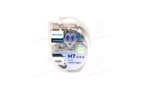 Лампа накаливания H7 12V 55W PX26d Cristal Vision + 2x W5W 4300K philips 12972CVS2