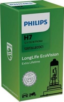 Лампа накаливания H7 12V 55W PX26d LongerLife Ecovision (пр-во) philips 12972LLECOC1