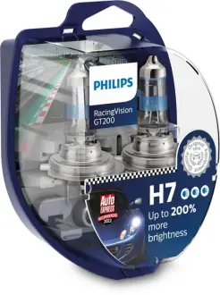 Лампа накаливания H7 RacingVision GT200 +200 12V 55W PX26d (комплект) (пр-во) Philips 12972RGTS2