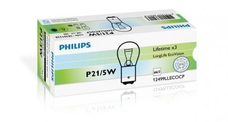 Лампа накаливания P21/5W12V 21/5W BAY15d LongerLife EcoVision (пр-во) philips 12499LLECOCP