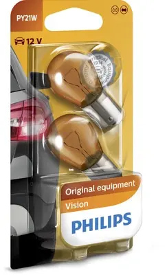 Лампа накаливания PY21W 12V 21W BAU15s 2шт blister (пр-во) philips 12496NAB2