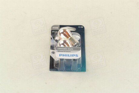 Лампа накаливания PY21W 12V 21W BAU15s SilverVision (blister 2шт) philips 12496SVB2