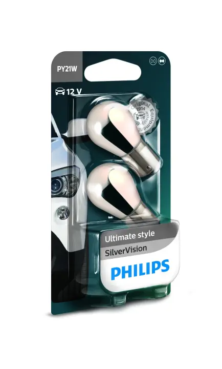 Лампа накаливания PY21W 12V 21W BAU15s SilverVision (blister 2шт) (пр-во) philips 12496SVB2