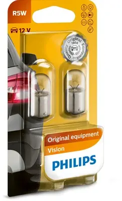 Лампа накаливания R5W 12V 5W BA15s VISION 2шт blister (пр-во) philips 12821B2