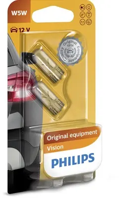 Лампа накаливания W5W12V 5W W 2,1X9,5d (blister 2шт) (пр-во) Philips 12961B2 (фото 1)