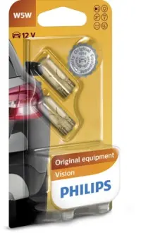 Лампа накаливания W5W12V 5W W 2,1X9,5d (blister 2шт) (пр-во) Philips 12961B2
