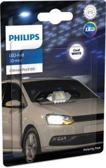 Лампа світлодіодна LED FESTOON С5W Ultinon Pro3100 12V 0,8W SV8.5 (30 мм) philips 11860CU31B1 на Мазда 3 bm