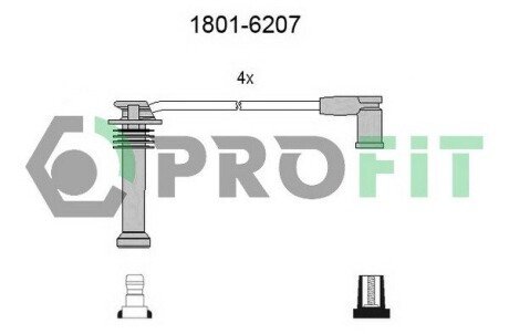 Комплект кабелів високовольтних profit 1801-6207 на Мазда 6 gg