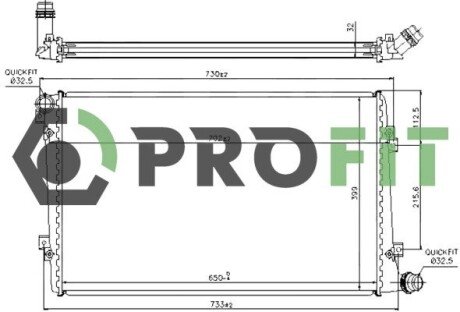 Радіатор охолодження двигуна profit 1740-0006 на Шкода Суперб 2