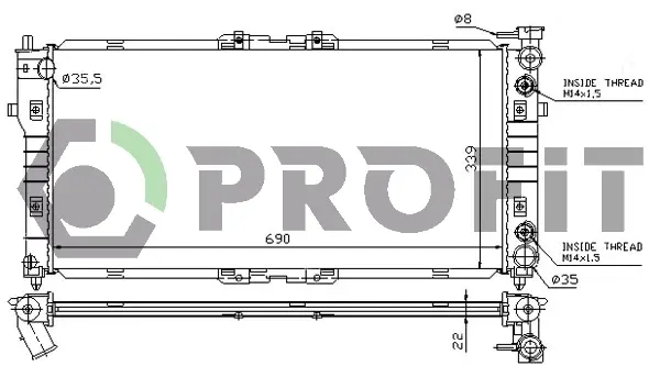 Радіатор охолодження двигуна PROFIT PR3030A3 (фото 1)