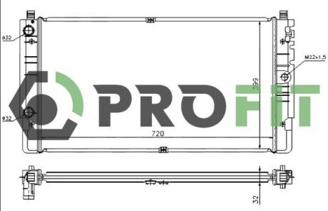 Радіатор охолоджування profit 1740-0010 на Фольксваген Транспортер т4