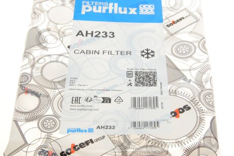 Фiльтр салону purflux AH233