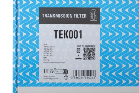 AUDI Фільтр АКПП + прокладка + кріплення A4 B6 (8E2) 1.6-3.0 00- purflux TEK001