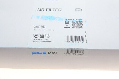 Фiльтр повiтряний purflux A1958