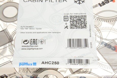 Фільтр салону purflux AHC250
