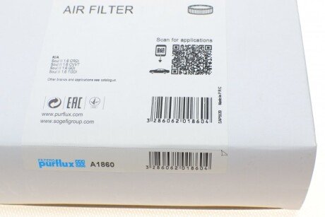Фильтр воздушный purflux A1860