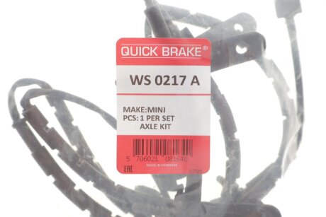 Датчик зносу,гальм.колодки quick Brake WS0217A