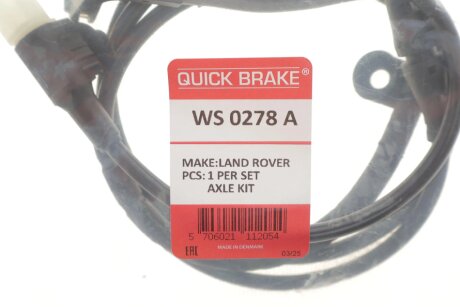 Датчик зносу,гальм.колодки quick Brake WS0278A