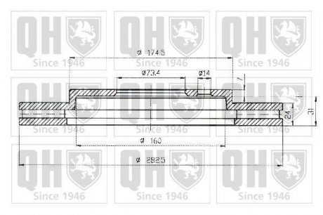 Вентилируемый тормозной диск quinton Hazell BDC5145