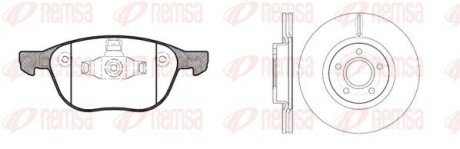 Комплект: 2 диска+ 4 колодки гальмівних remsa 81082.01 на Форд Куга 1