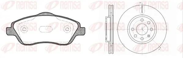 Комплект: 2 диска+ 4 колодки гальмівних Remsa 877403 (фото 1)