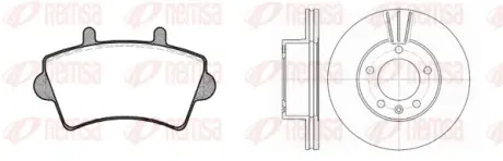 Комплект: 2 диска+ 4 колодки гальмівних remsa 881901 Рено Мастер 2