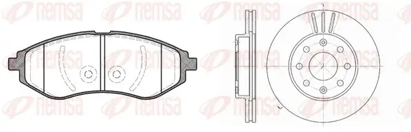 Комплект тормозной передн. CHEVROLET AVEO 05-, DAEWOO KALOS 03- (пр-во REMSA) remsa 898600