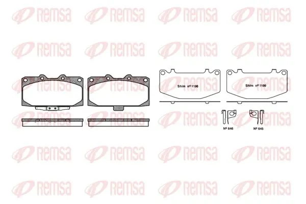 Передние тормозные колодки remsa 0599.12