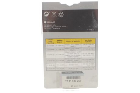 Свічка запалювання renault 7711940255