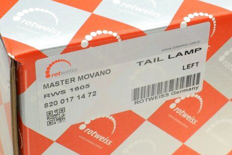 Ліхтар (фара) заднього ходу rotweiss RWS1605