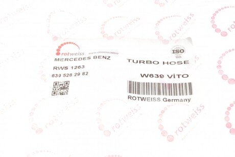 Патрубок интеркулера (турбины) rotweiss RWS1263