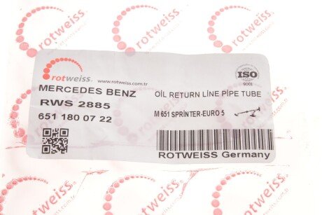 Трубка зливу оливи rotweiss RWS2885