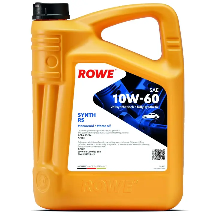 Олива моторна HIGHTEC SYNTH RS SAE 10W-60 (4L) ROWE 20070004099 (фото 1)