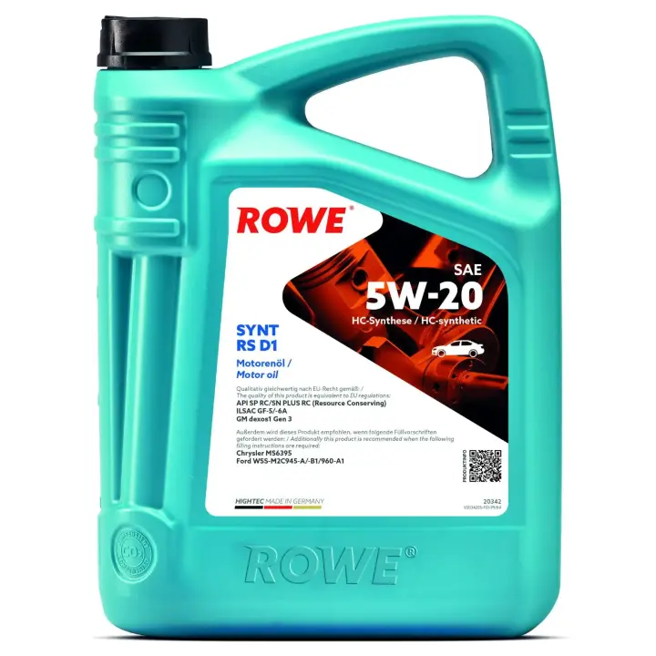 Олива моторна HIGHTEC SYNT RS D1 SAE 5W-20 (4L) ROWE 20342004099