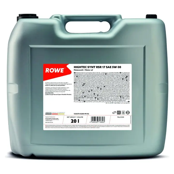 Олива моторна HIGHTEC SYNT RSR 17 SAE 5W-30 (20L) ROWE 20370020099 (фото 1)