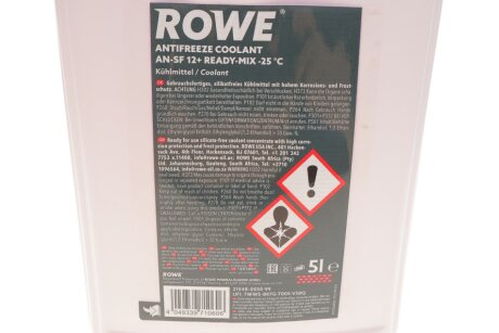 Рідина охолоджуюча HIGHTEC ANTIFREEZE AN-SF 12+ READY-MIX -25°C (5 L) rowe 21048005099
