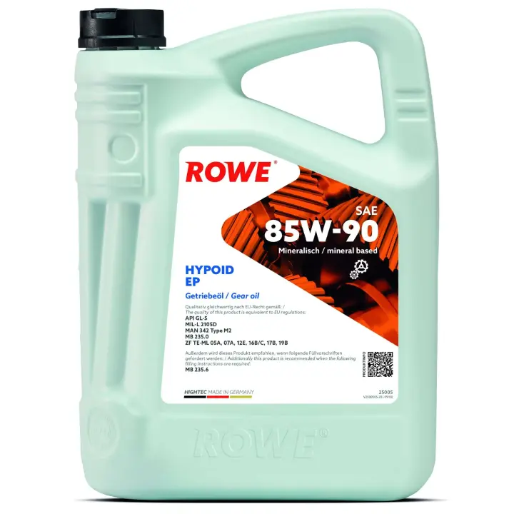 Олива трансмісійна HIGHTEC HYPOID EP SAE 85W-90 (5L) ROWE 25005005099 (фото 1)